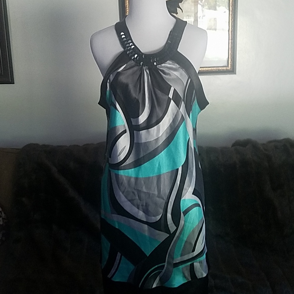 Teal Black and Gray dress or tunic